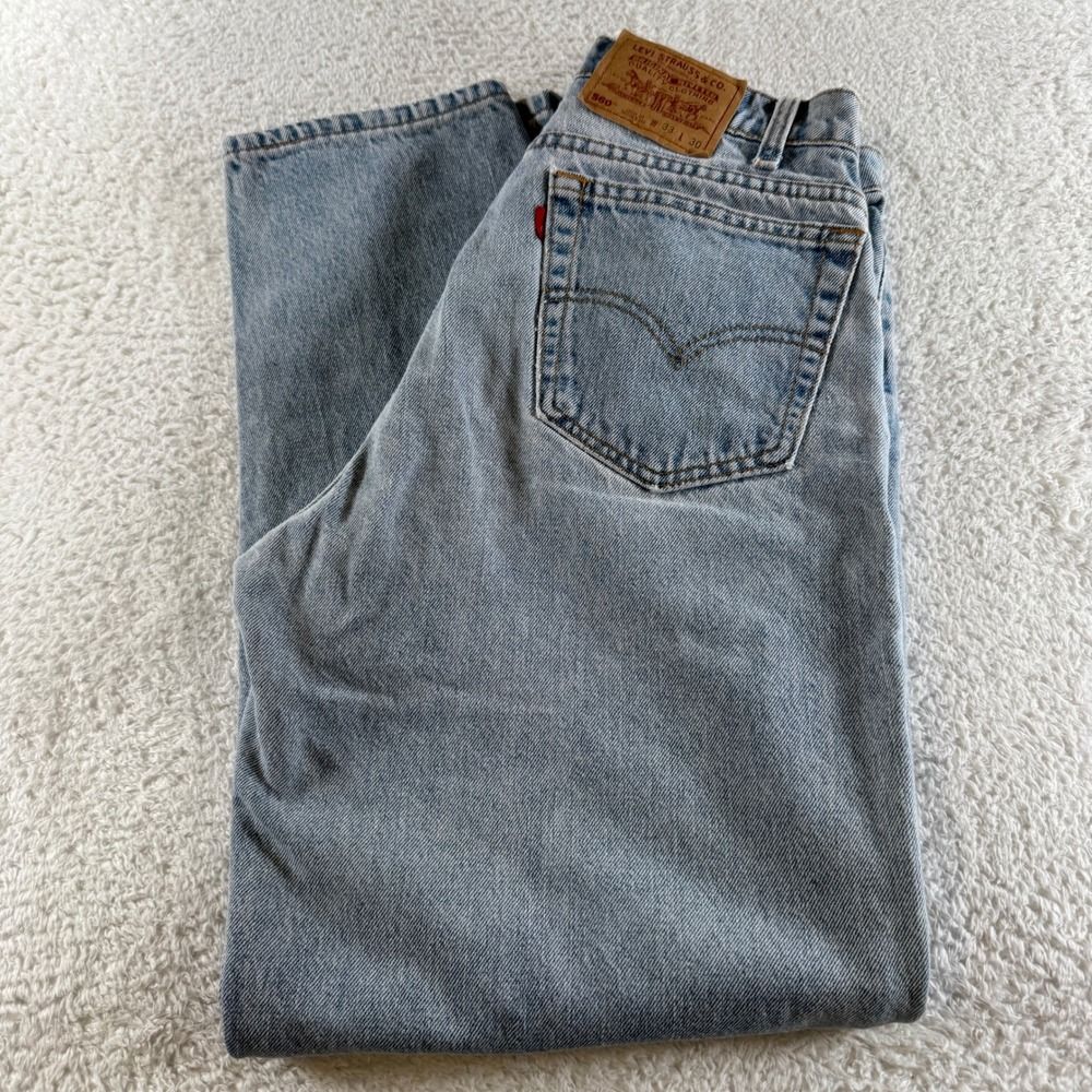 Vintage Levis 560 Jeans Mens 33x30 Tag (30x30 Fit) Loose Tapered Light Wash USA